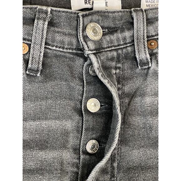 RE/DONE Jeans Womens 27 Black High Rise Stove Pipe Straight Leg Button Fly Denim - Picture 9 of 15